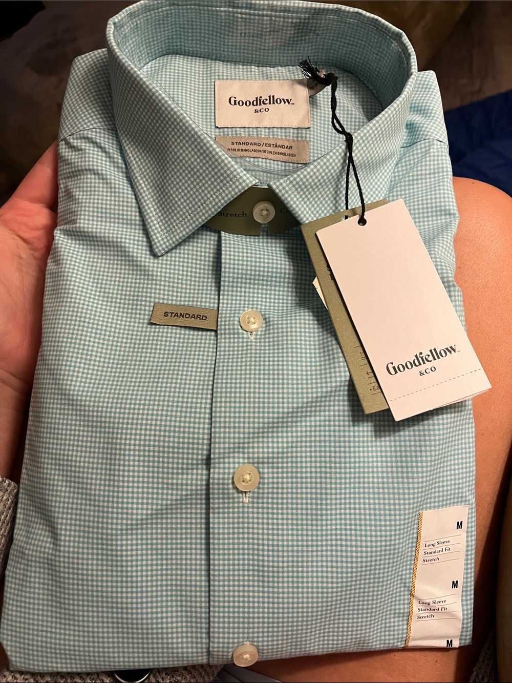 Goodfellow & Co Men’s Mint Blue Gingham Dress Shirt